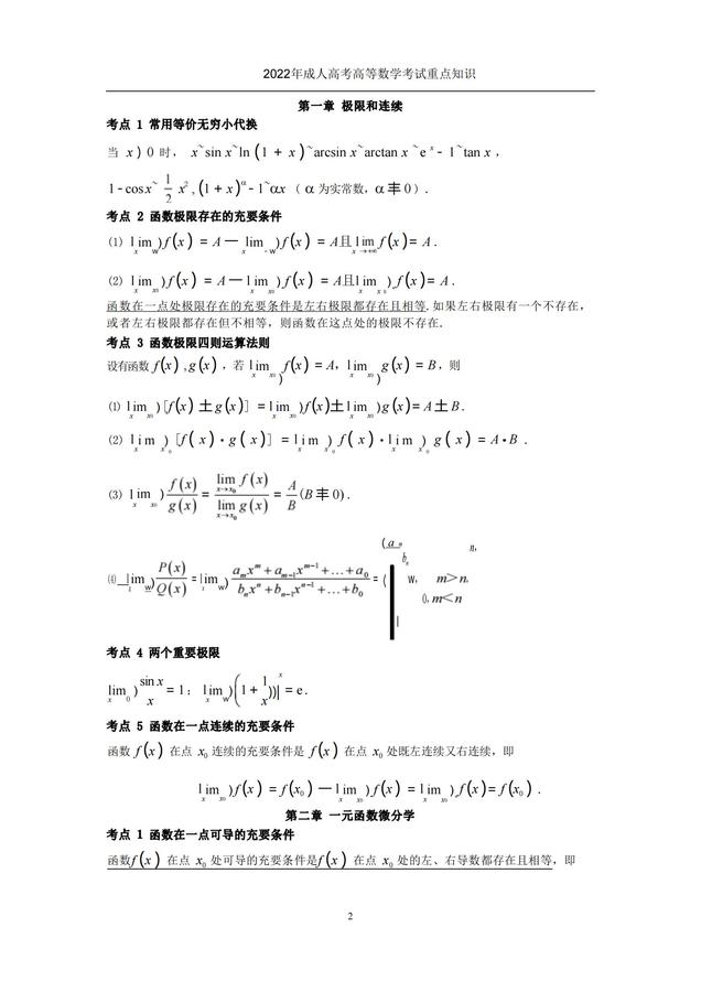 2022年成人高考考試重點知識-高等數(shù)學(xué)（一）_01.jpg